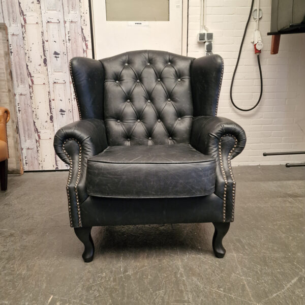 Chesterfield Lord Fauteuil – Vintage Zwart, Leer