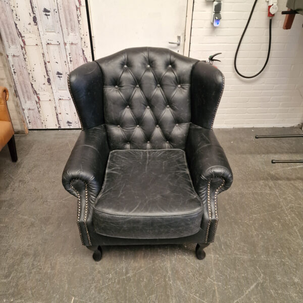 Chesterfield Lord Fauteuil – Vintage Zwart, Leer