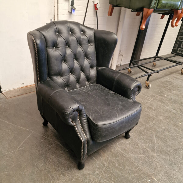 Chesterfield Lord Fauteuil – Vintage Zwart, Leer
