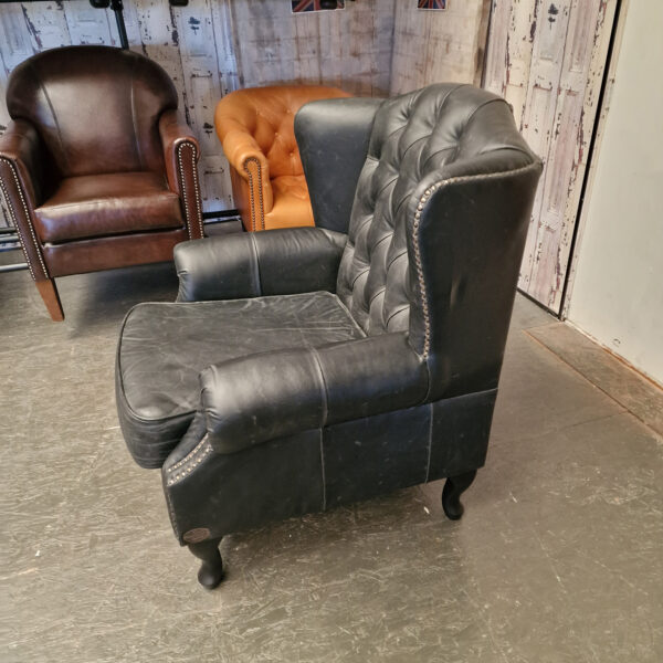 Chesterfield Lord Fauteuil – Vintage Zwart, Leer