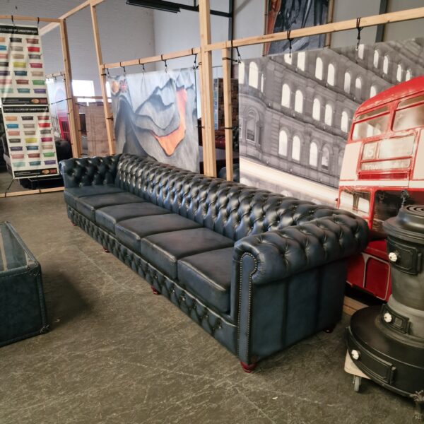 Chesterfield Brighton Antiek Blauw 6-zits bank leer