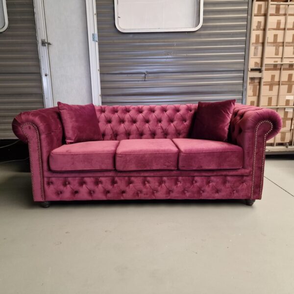 Chesterfield Brighton Fluweel – 3-Seater – Paars/Roze