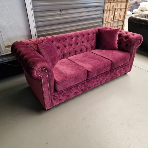 Chesterfield Brighton Fluweel – 3-Seater – Paars/Roze