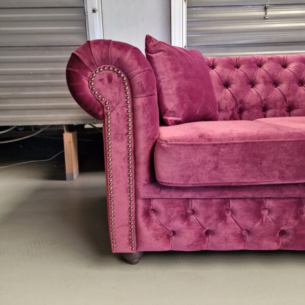 Chesterfield Brighton Fluweel – 3-Seater – Paars/Roze