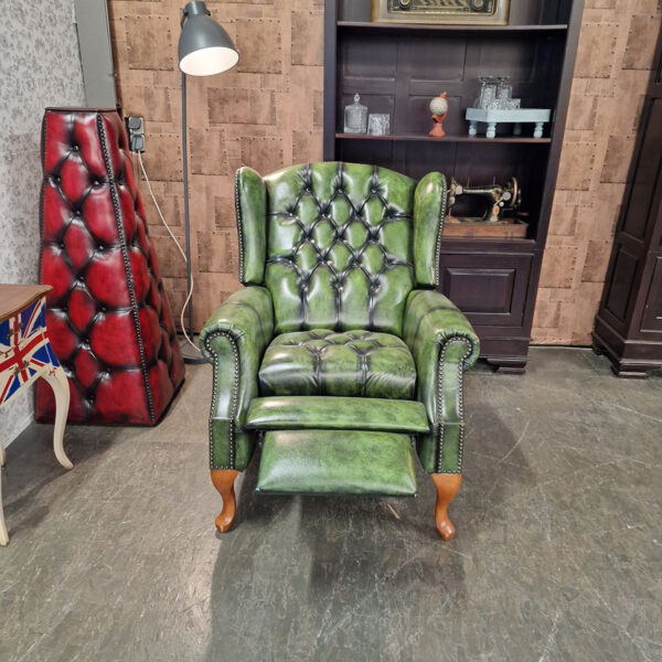 Lazychester relaxfauteuil (M) - Antiek Limoen Groen met knopenzit