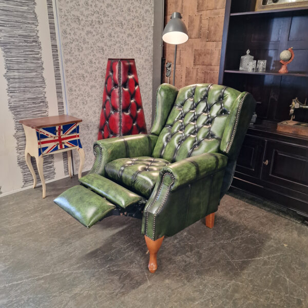Lazychester relaxfauteuil (M) - Antiek Limoen Groen met knopenzit