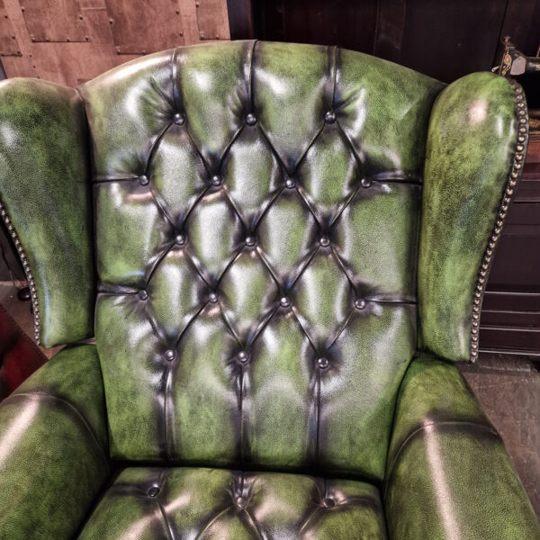 Lazychester relaxfauteuil (M) - Antiek Limoen Groen met knopenzit