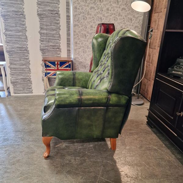 Lazychester relaxfauteuil (M) - Antiek Limoen Groen met knopenzit