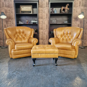 Haeck draaibare fauteuils + hocker set - Golden Oak