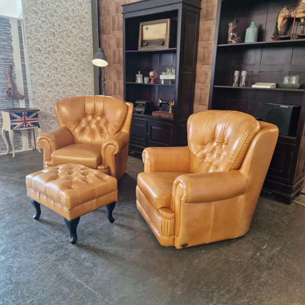 Haeck draaibare fauteuils + hocker set - Golden Oak