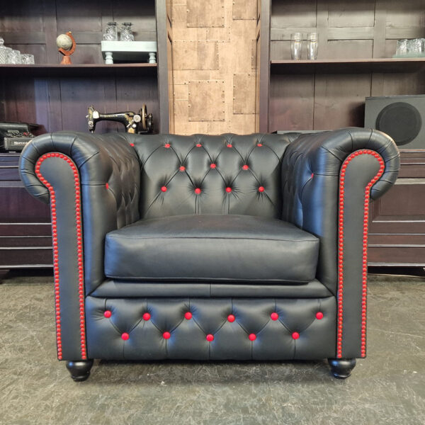 Chesterfield Brighton fauteuil - Zwart / rood