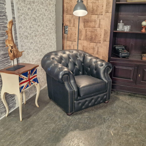 Chesterfield Charlston fauteuil - Mat zwart