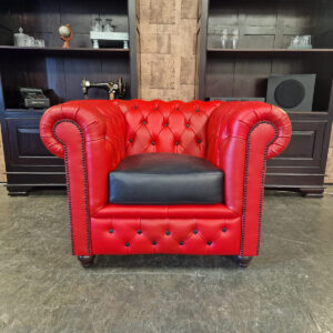 Chesterfield Brighton Fauteuil - Rood/Zwart