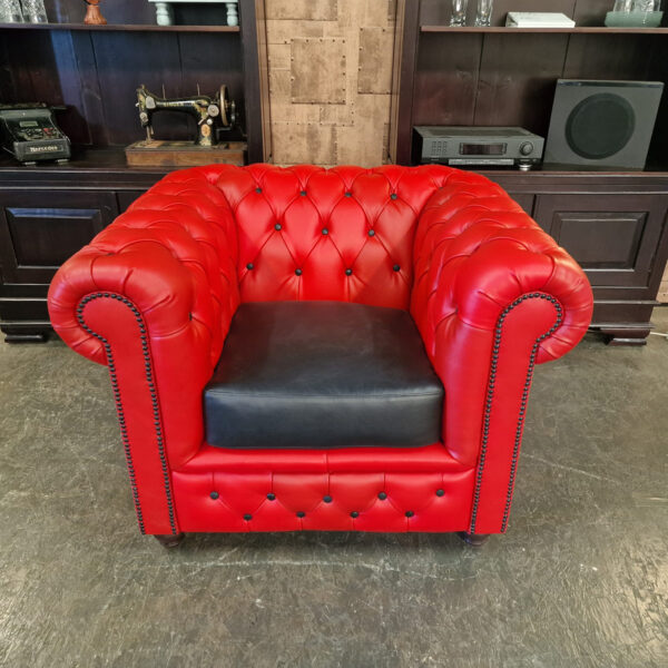Chesterfield Brighton Fauteuil - Rood/Zwart