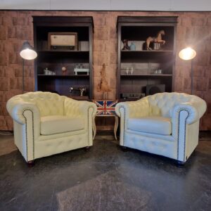 Chesterfield Melbourne set 1+1 zits - Crème white