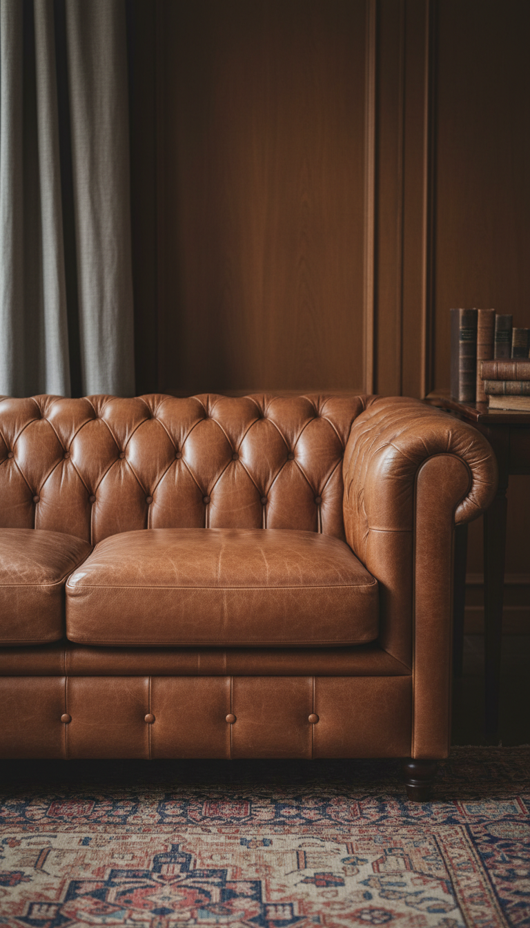 Hoe een authentieke 19e-eeuwse Chesterfield bank te dateren aan de hand van constructiedetails