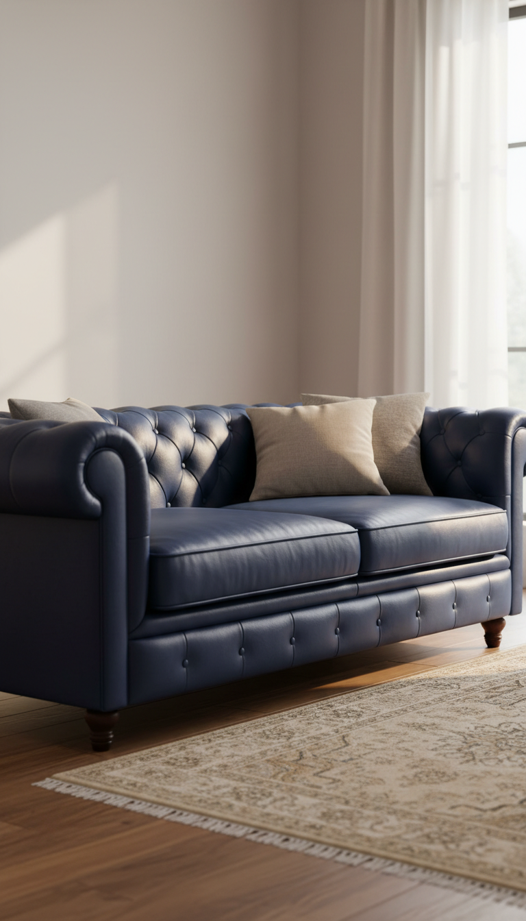 Waarom een leren of stoffen bekleding kiezen voor je blauwe Chesterfield bank?